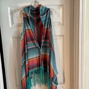 Crazy TrainSerape  Poncho style  fringed Western/Southwest Vest- Very nice